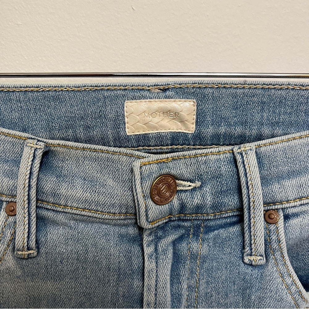 Mother The Pony Boy Ankle Fray Light Mapping It Out Wash Denim Jeans 27 View 6